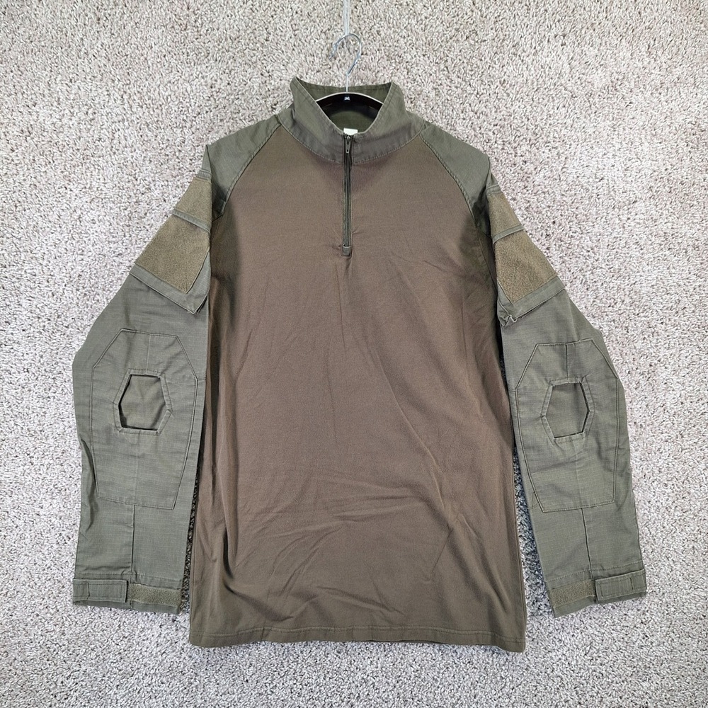 Unbranded Combat 1/4 Zip  Shirt Mens Large Olive Green Tactical Ripstop Utility